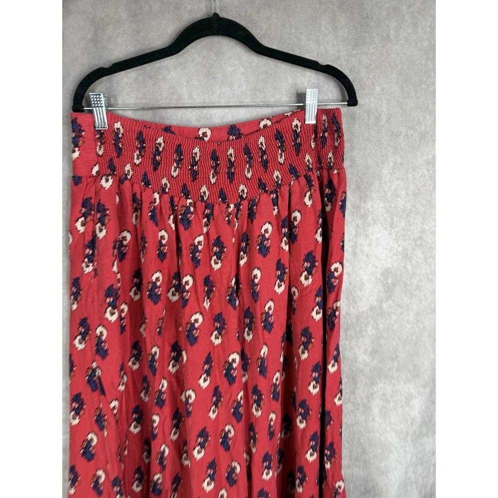 Free People Extreme Wide Leg Floral Boho Pants In Red Women's Size L - Picture 6 of 10